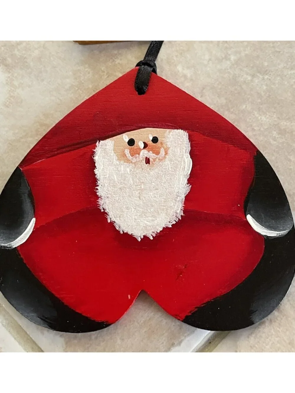 Santa-Hand Painted Wooden Santa Christmas Ornaments